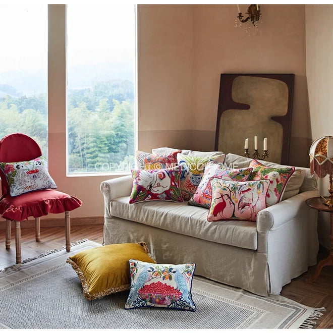 Eclectic Antique Swan & Animal Scenes Throw Pillow Covers - The Finishing Touch Decor