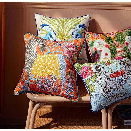 Eclectic Antique Swan & Animal Scenes Throw Pillow Covers - The Finishing Touch Decor