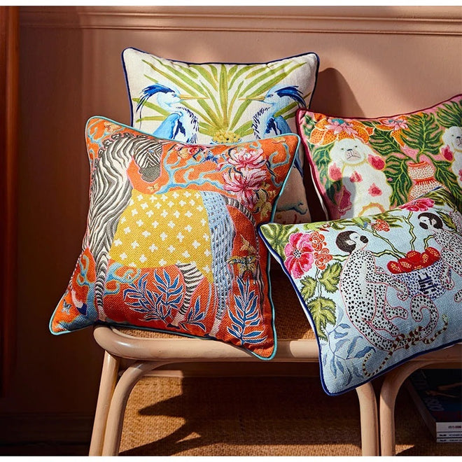 Eclectic Antique Swan & Animal Scenes Throw Pillow Covers - The Finishing Touch Decor