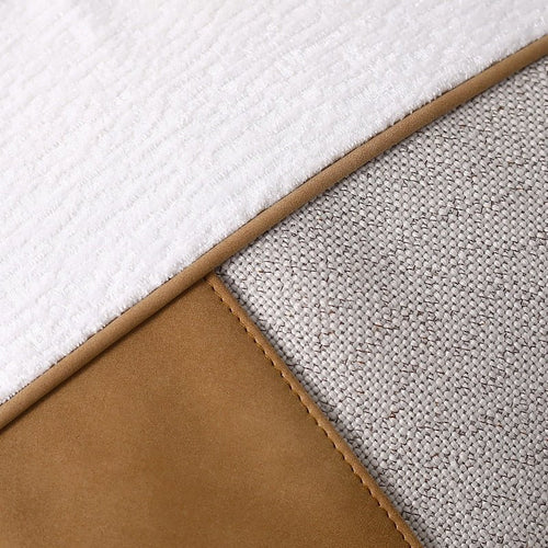 Brown & White Canvas Scandi Tan Leather Striped Throw Pillow Covers - The Finishing Touch Decor