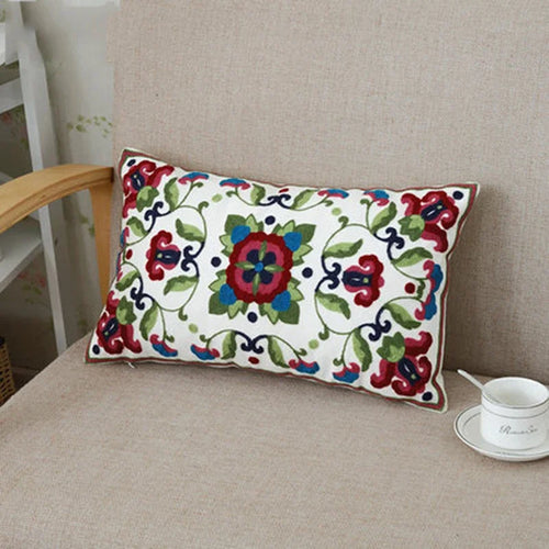 Ethnic Canvas Cotton Embroidered Throw Pillow Cover - The Finishing Touch Decor