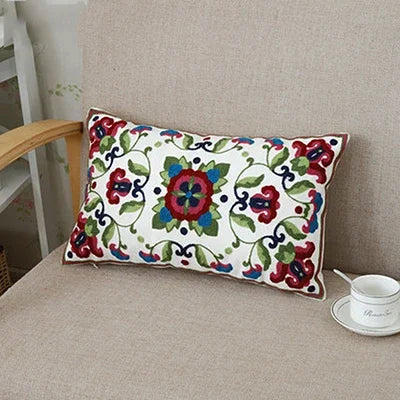 Ethnic Canvas Cotton Embroidered Throw Pillow Cover - The Finishing Touch Decor