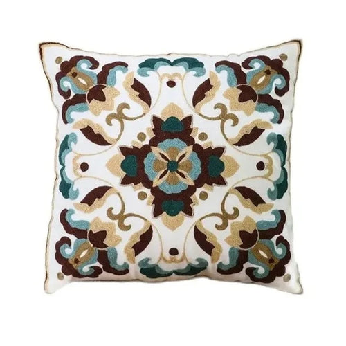 Ethnic Canvas Cotton Embroidered Throw Pillow Cover - The Finishing Touch Decor