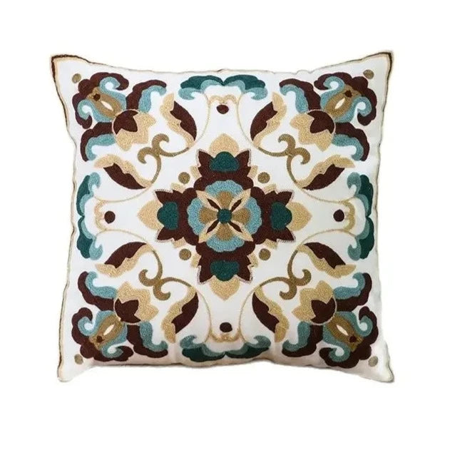Ethnic Canvas Cotton Embroidered Throw Pillow Cover - The Finishing Touch Decor