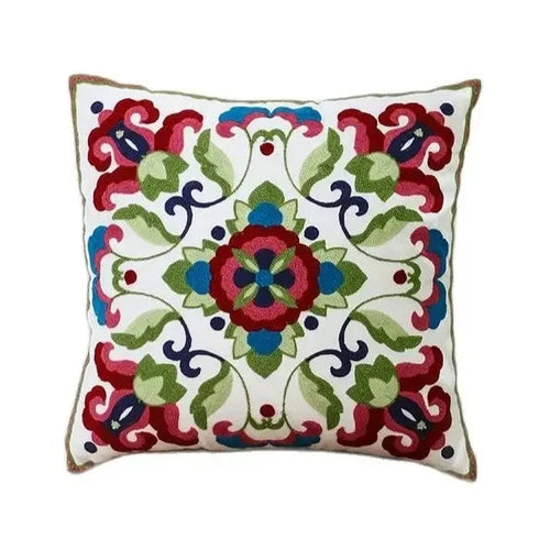 Ethnic Canvas Cotton Embroidered Throw Pillow Cover - The Finishing Touch Decor