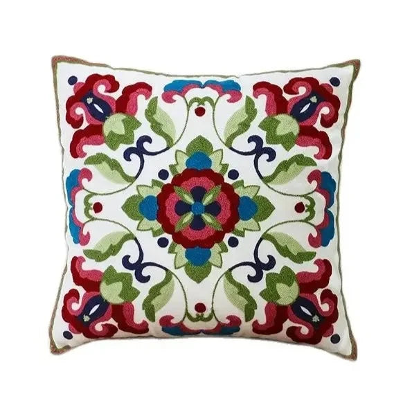 Ethnic Canvas Cotton Embroidered Throw Pillow Cover - The Finishing Touch Decor