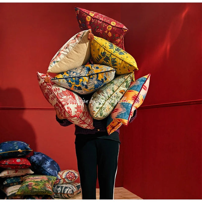 Duck & Lotus Flower Garden Print Throw Pillow Covers - The Finishing Touch Decor