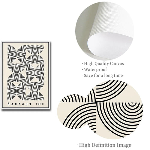 Bauhaus Scandi Cotton Canvas Exhibition Print Wall Art - The Finishing Touch Decor