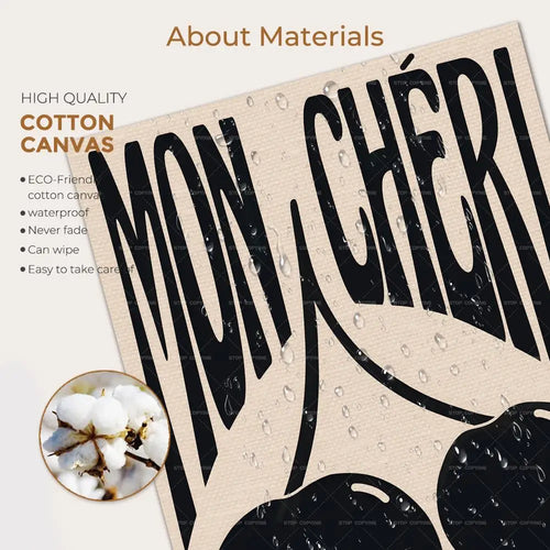 Retro Cherry "Mon Cheri" French Quotes Canvas Wall Art Print - The Finishing Touch Decor