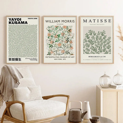Yayoi Kusama, William Morris, Matisse Green Botanical Posters Wall Art Canvas Painting Prints - The Finishing Touch Decor