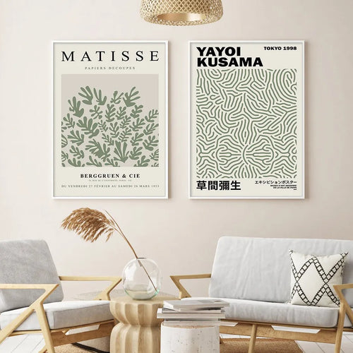 Yayoi Kusama, William Morris, Matisse Green Botanical Posters Wall Art Canvas Painting Prints - The Finishing Touch Decor