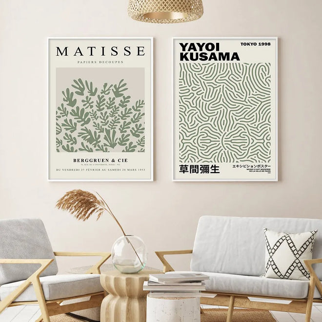 Yayoi Kusama, William Morris, Matisse Green Botanical Posters Wall Art Canvas Painting Prints - The Finishing Touch Decor