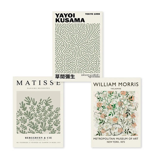 Yayoi Kusama, William Morris, Matisse Green Botanical Posters Wall Art Canvas Painting Prints - The Finishing Touch Decor