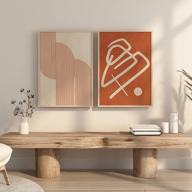 Burnt Orange Abstract Line Minimalist Art Canvas Print - The Finishing Touch Decor