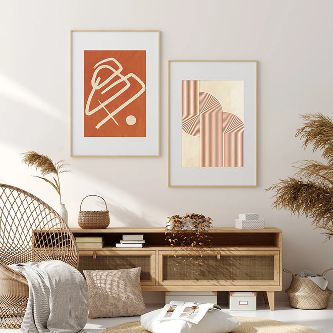 Burnt Orange Abstract Line Minimalist Art Canvas Print - The Finishing Touch Decor