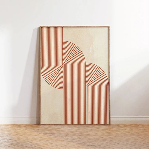 Burnt Orange Abstract Line Minimalist Art Canvas Print - The Finishing Touch Decor
