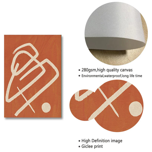 Burnt Orange Abstract Line Minimalist Art Canvas Print - The Finishing Touch Decor