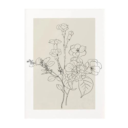 Floral Outline Sketch Beige Print Canvas Wall Art - The Finishing Touch Decor