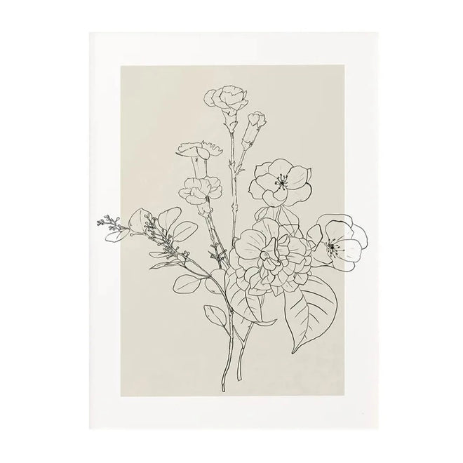 Floral Outline Sketch Beige Print Canvas Wall Art - The Finishing Touch Decor