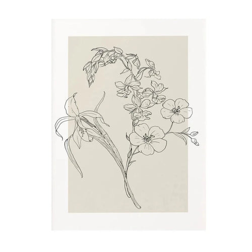 Floral Outline Sketch Beige Print Canvas Wall Art - The Finishing Touch Decor