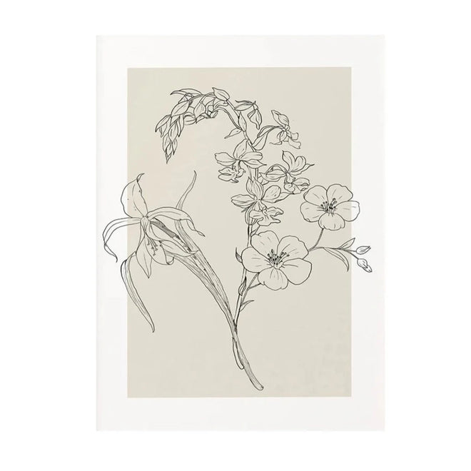 Floral Outline Sketch Beige Print Canvas Wall Art - The Finishing Touch Decor