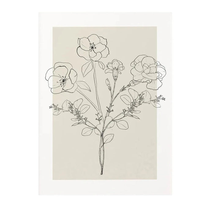 Floral Outline Sketch Beige Print Canvas Wall Art - The Finishing Touch Decor