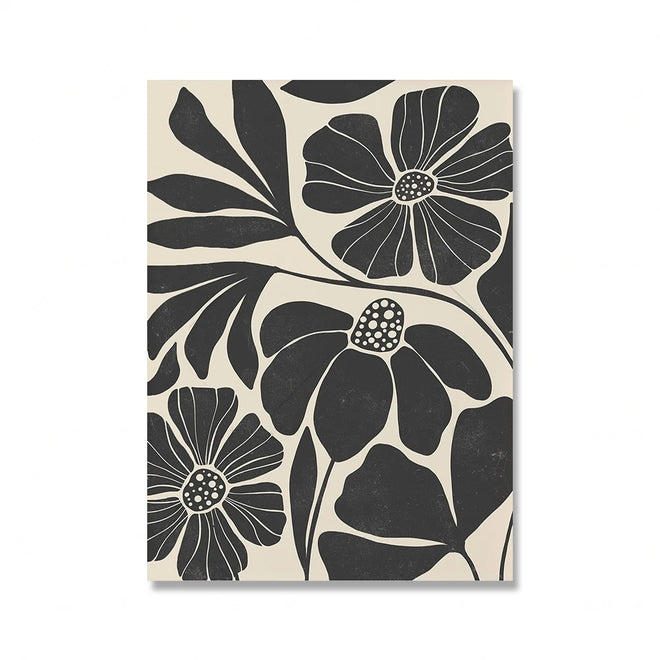 Matching Black Abstract Floral Nordic Wall Art Canvas Prints - The Finishing Touch Decor