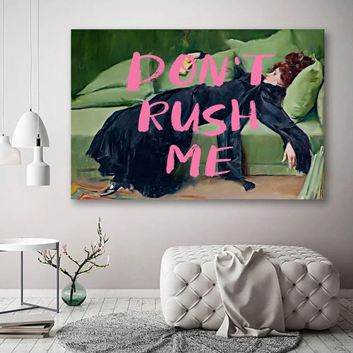 Pink Graffiti Spray "Don't Rush Me" Victorian Woman Canvas Print - The Finishing Touch Decor