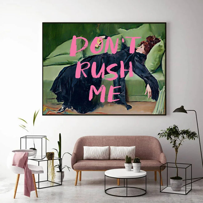 Pink Graffiti Spray "Don't Rush Me" Victorian Woman Canvas Print - The Finishing Touch Decor