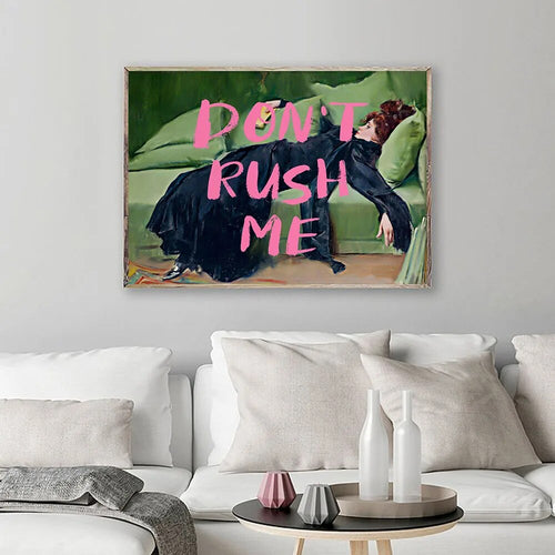 Pink Graffiti Spray "Don't Rush Me" Victorian Woman Canvas Print - The Finishing Touch Decor