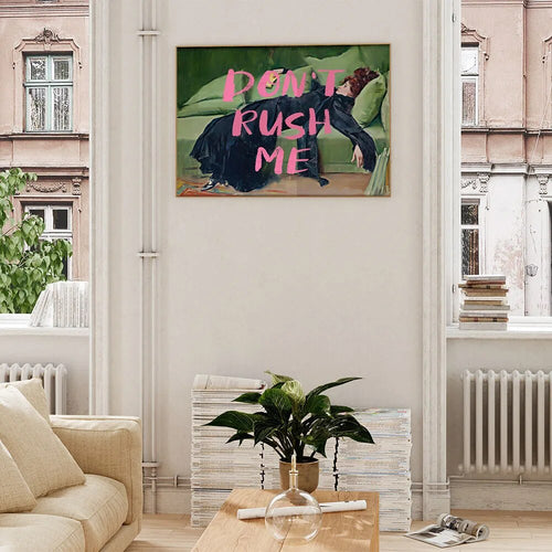 Pink Graffiti Spray "Don't Rush Me" Victorian Woman Canvas Print - The Finishing Touch Decor