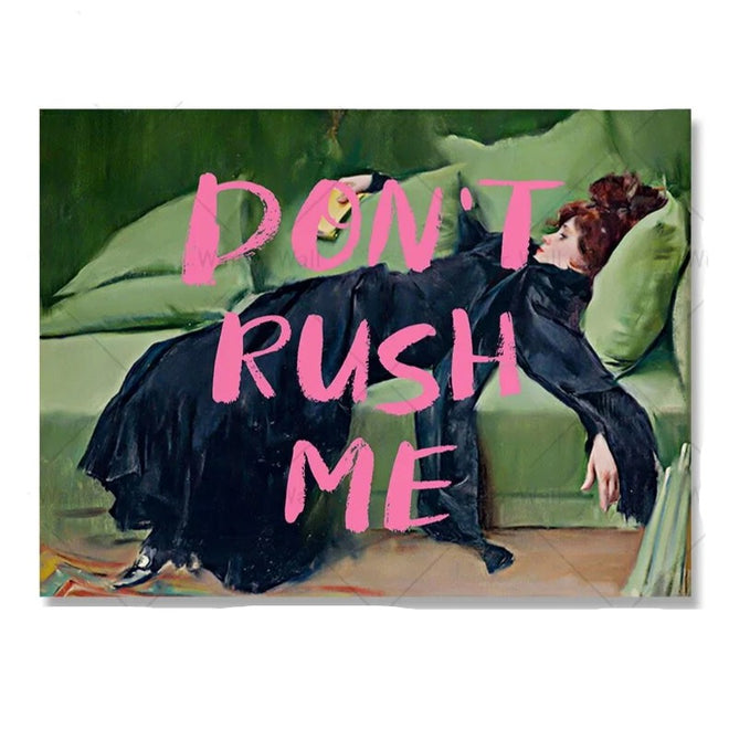 Pink Graffiti Spray "Don't Rush Me" Victorian Woman Canvas Print - The Finishing Touch Decor