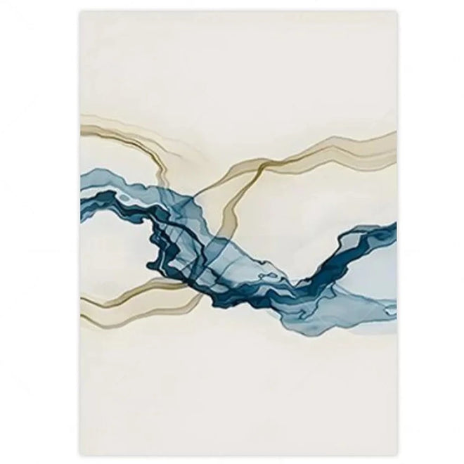 Sandy Beige & Blue Modern Cotton Canvas Painting Prints - The Finishing Touch Decor