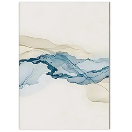 Sandy Beige & Blue Modern Cotton Canvas Painting Prints - The Finishing Touch Decor