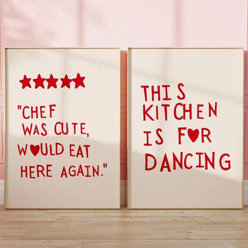 Quirky Kitchen Wall Art Minimalist Cute Quote Canvas Poster Prints - The Finishing Touch Decor