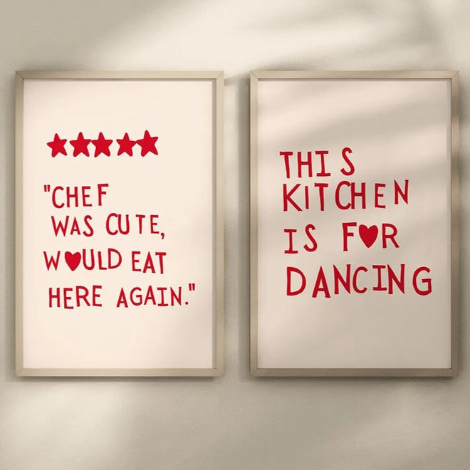 Quirky Kitchen Wall Art Minimalist Cute Quote Canvas Poster Prints - The Finishing Touch Decor