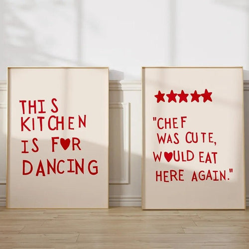 Quirky Kitchen Wall Art Minimalist Cute Quote Canvas Poster Prints - The Finishing Touch Decor