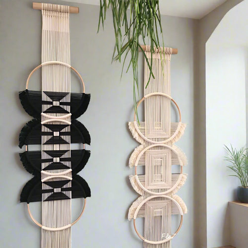 Bamboo Circle & Handwoven Rope Macrame Wall Hanging - The Finishing Touch Decor