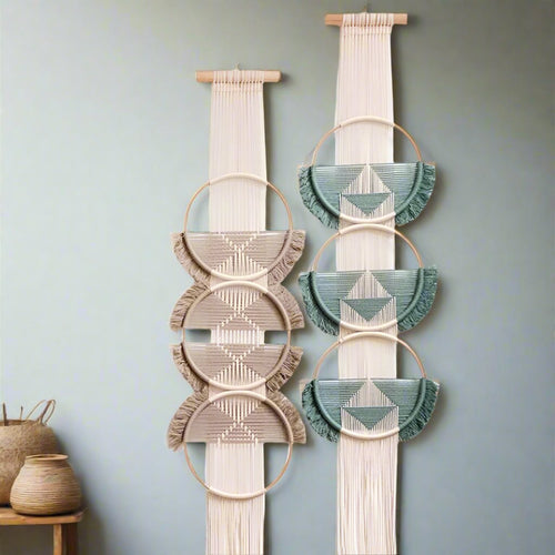 Bamboo Circle & Handwoven Rope Macrame Wall Hanging - The Finishing Touch Decor