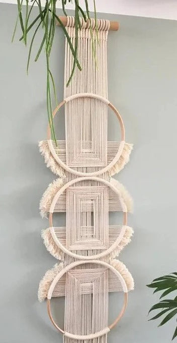 Bamboo Circle & Handwoven Rope Macrame Wall Hanging - The Finishing Touch Decor