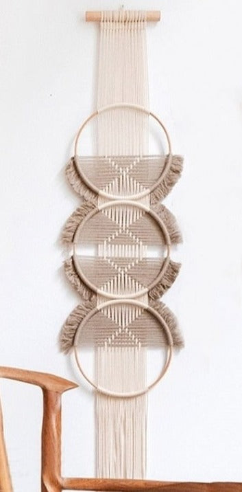Bamboo Circle & Handwoven Rope Macrame Wall Hanging - The Finishing Touch Decor