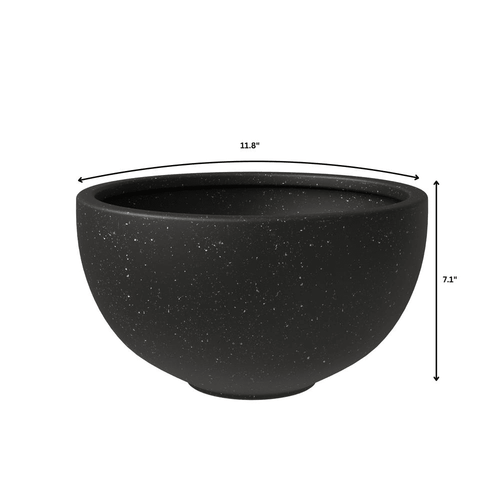 Black Indoor/Outdoor Fiberstone Clay Bowl 7in Planter - The Finishing Touch Decor