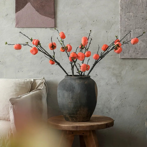 Coarse Clay Pottery Dark Ceramic Large Round Japandi Planter Pot - The Finishing Touch Decor