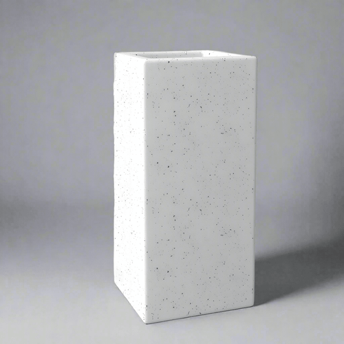White Speckled Poly Stone Planter 19.7in Tall - The Finishing Touch Decor