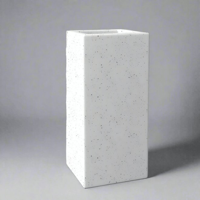 White Speckled Poly Stone Planter 19.7in Tall - The Finishing Touch Decor