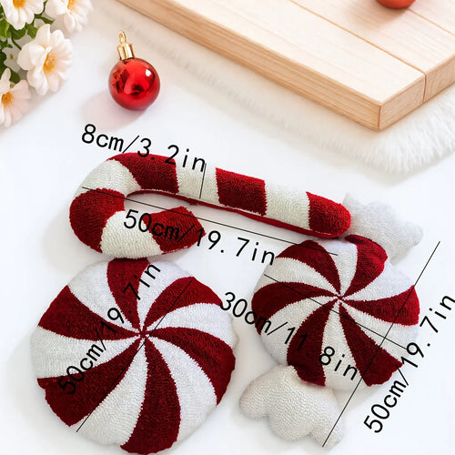 Red & White Striped Candy Holiday Throw Pillows