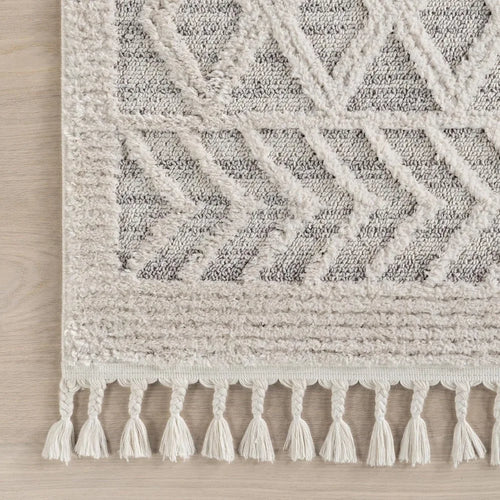 Moroccan Textured Bohemian Tassel Area Rug 9x12ft - The Finishing Touch Decor