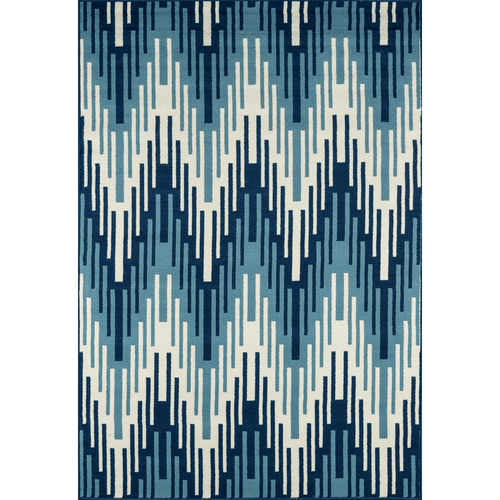 Blue Zig Zag Pattern Indoor/Outdoor Large Area Rug 7'10" X 10'10" - The Finishing Touch Decor