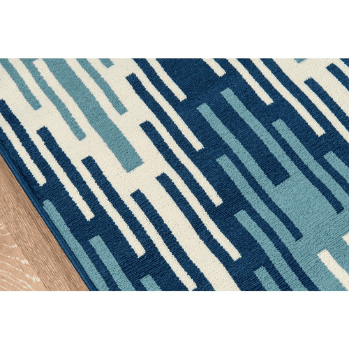 Blue Zig Zag Pattern Indoor/Outdoor Large Area Rug 7'10" X 10'10" - The Finishing Touch Decor