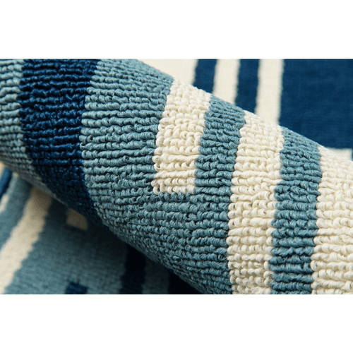 Blue Zig Zag Pattern Indoor/Outdoor Large Area Rug 7'10" X 10'10" - The Finishing Touch Decor